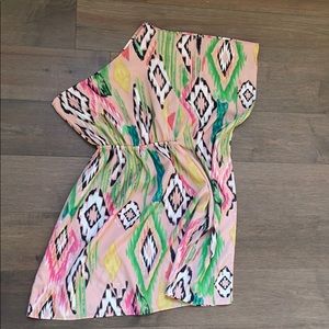 One sleeve off the shoulder BoHo summer dress